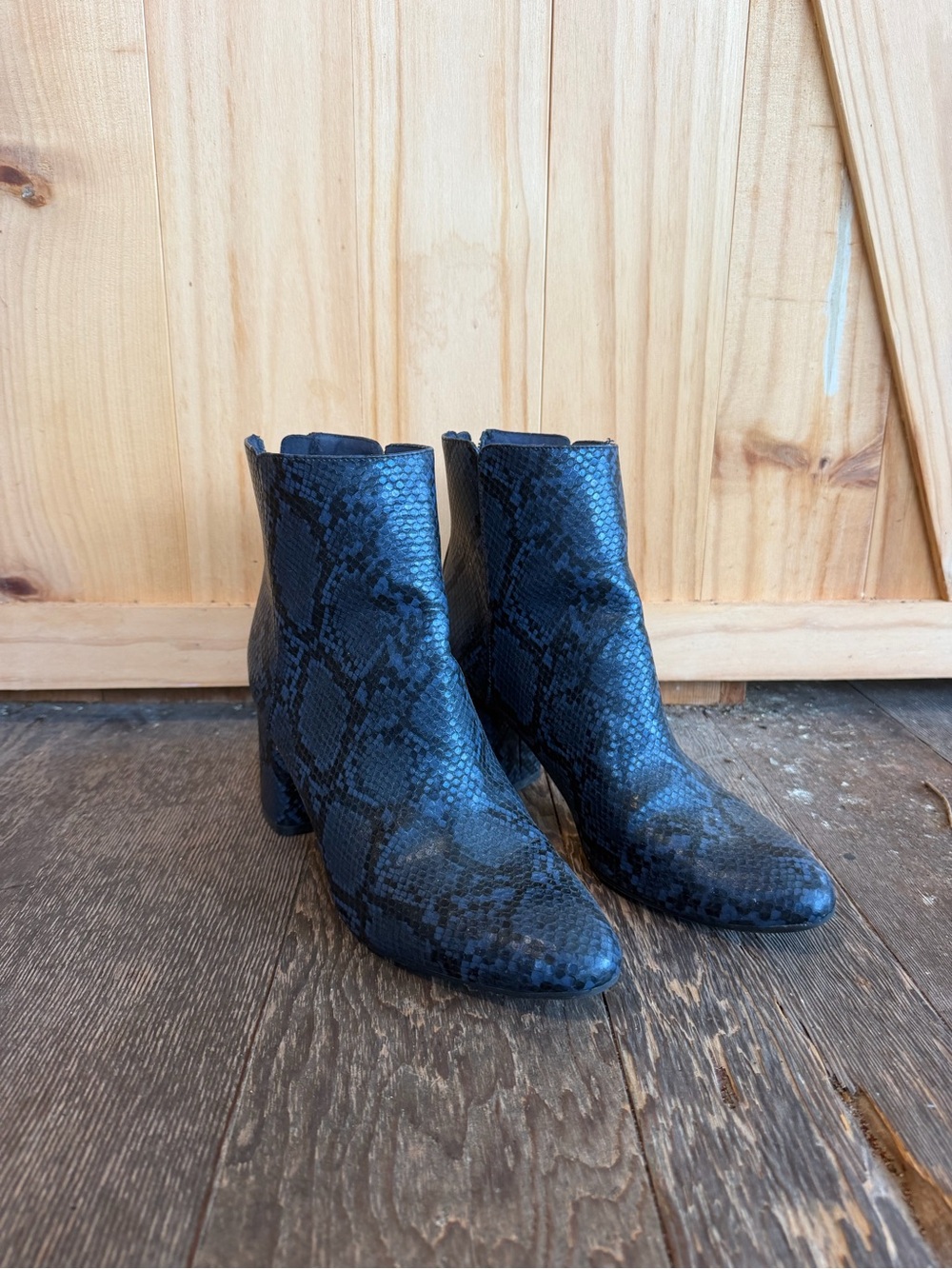 Old Navy Black Snake-Print Ankle Boots